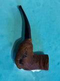 Handmade Poker Estate Tobacco Pipe Rustic Wood Bent Stem Unique Carvings