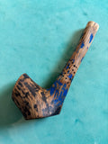 Handmade Brown Blue Billiard Tobacco Pipe Wooden Handcrafted Unique Pattern